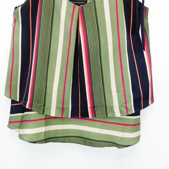 Cami Tank Top Womens SMALL Green Stripe Layered Strappy Vacation BANANA REPUBLIC - Picture 9 of 11